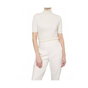 NEW AMANDA MARIA 3/4 modal turtleneck top in ivory